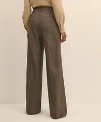 Wool Prince of Wales Plaid Wide-Leg Pants