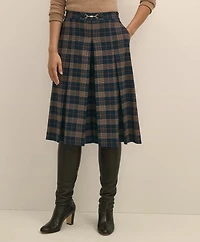 Twill Pleated Plaid Culottes