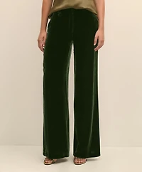 Silk Blend Drapey Velvet Wide-Leg Trouser