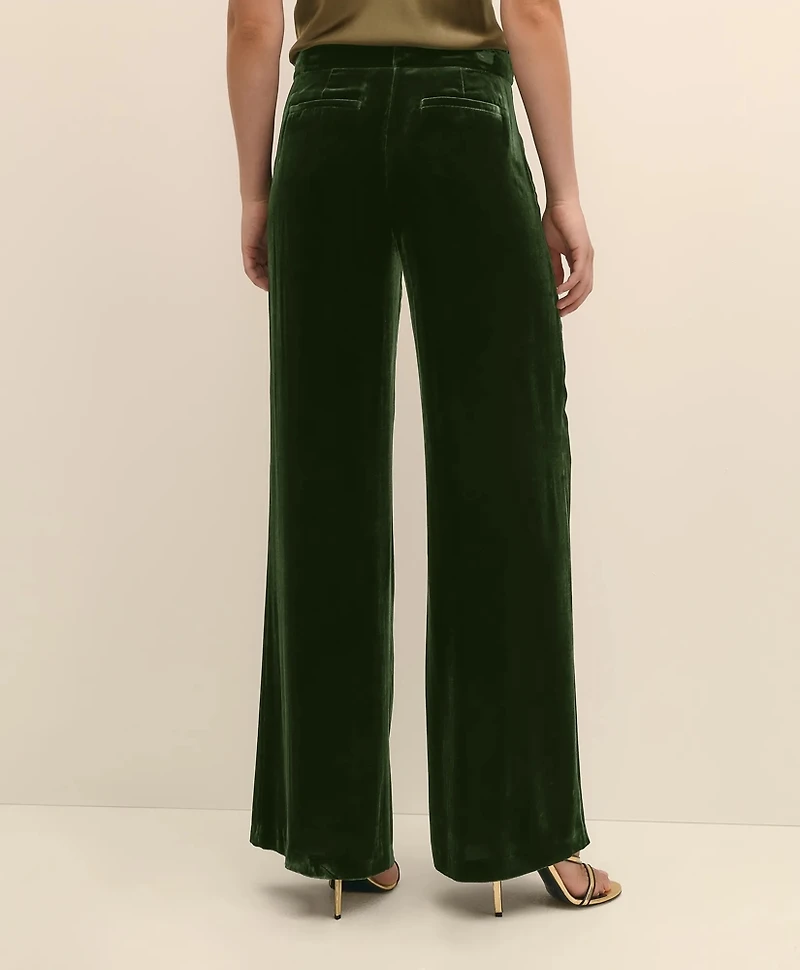 Silk Blend Drapey Velvet Wide-Leg Trouser