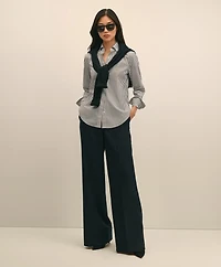 Wool Flannel High Waisted Wide-Leg Pant