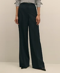 Wool Flannel High Waisted Wide-Leg Pant