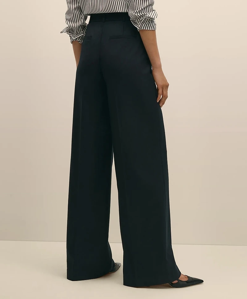 Wool Flannel High Waisted Wide-Leg Pant