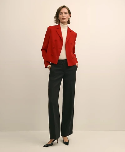 Wool Blend High-Waisted Wide-Leg Pant