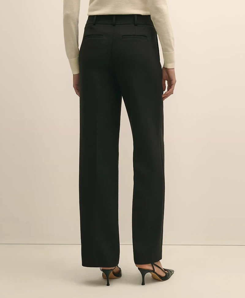 Wool Blend High-Waisted Wide-Leg Pant