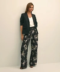 Easy Fit, Elastic Back Wide-Leg Soft Bird Print Pants