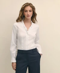 Fitted Non-Iron Stretch Supima<sup>®</sup> Cotton Ruffle Dress Shirt