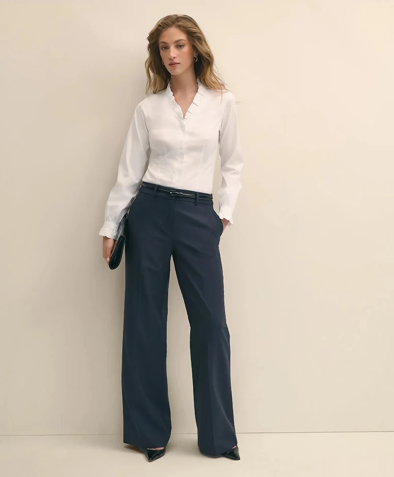 Fitted Non-Iron Stretch Supima<sup>®</sup> Cotton Ruffle Dress Shirt