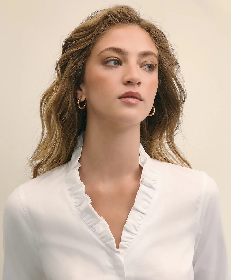 Fitted Non-Iron Stretch Supima<sup>®</sup> Cotton Ruffle Dress Shirt