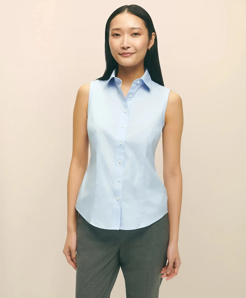 Fitted Non-Iron Stretch Supima<sup>®</sup> Cotton Sleeveless Dress Shirt
