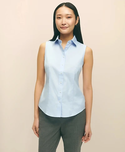 Fitted Non-Iron Stretch Supima<sup>®</sup> Cotton Sleeveless Dress Shirt