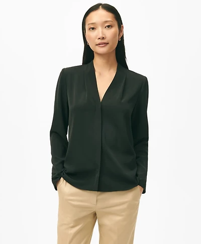 Concealed-Placket Blouse Crepe