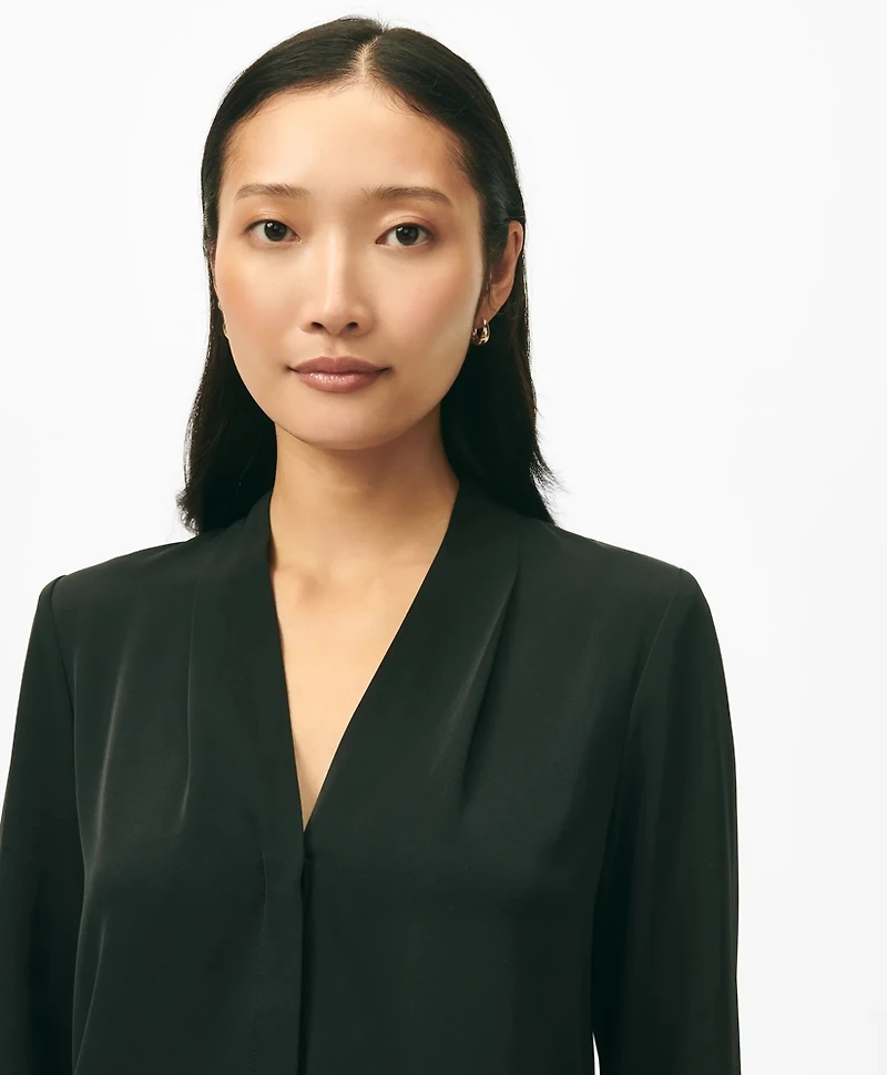 Concealed-Placket Blouse Crepe
