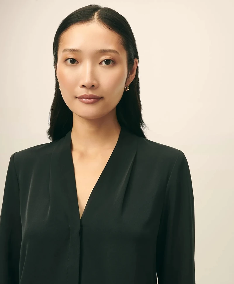 Concealed-Placket Blouse Crepe