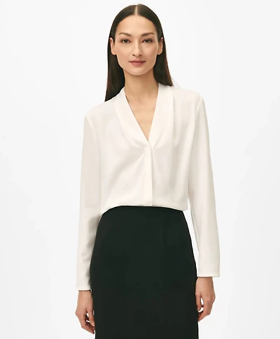 Concealed-Placket Blouse Crepe