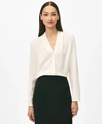 Concealed-Placket Blouse Crepe