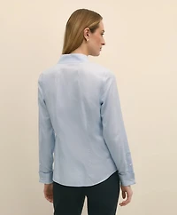 Fitted Funnel Neck Shirt Non-Iron Royal Oxford Cotton