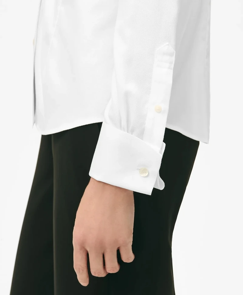 Fitted Funnel Neck Shirt Non-Iron Royal Oxford Cotton