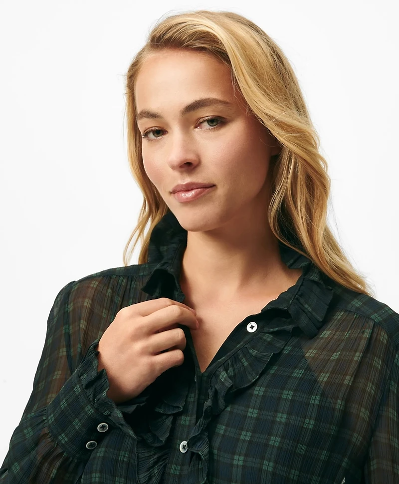 Ruffled Blouse Black Watch Chiffon