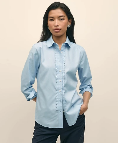 Fitted Non-Iron Supima<sup>®</sup> Cotton-Blend Scallop Detail Shirt
