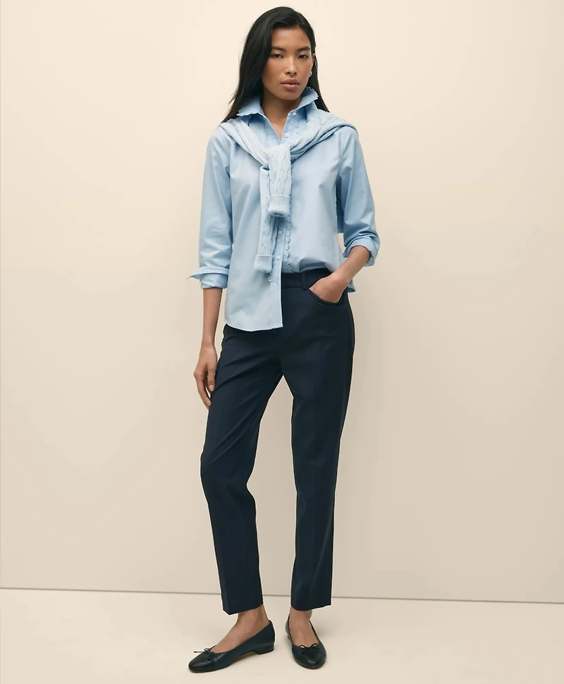 Fitted Non-Iron Supima<sup>®</sup> Cotton-Blend Scallop Detail Shirt