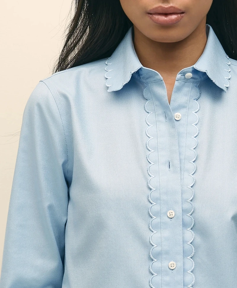 Fitted Non-Iron Supima<sup>®</sup> Cotton-Blend Scallop Detail Shirt