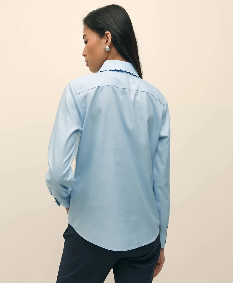 Fitted Non-Iron Supima<sup>®</sup> Cotton-Blend Scallop Detail Shirt