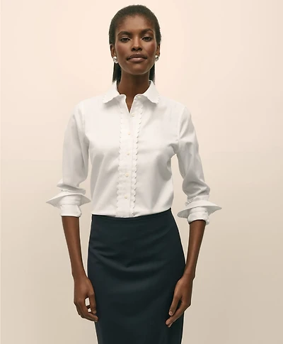Fitted Non-Iron Supima<sup>®</sup> Cotton-Blend Scallop Detail Shirt