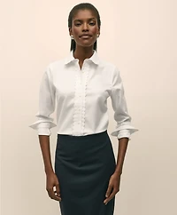 Fitted Non-Iron Supima<sup>®</sup> Cotton-Blend Scallop Detail Shirt