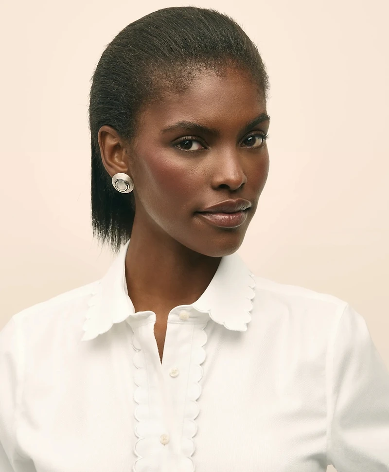 Fitted Non-Iron Supima<sup>®</sup> Cotton-Blend Scallop Detail Shirt