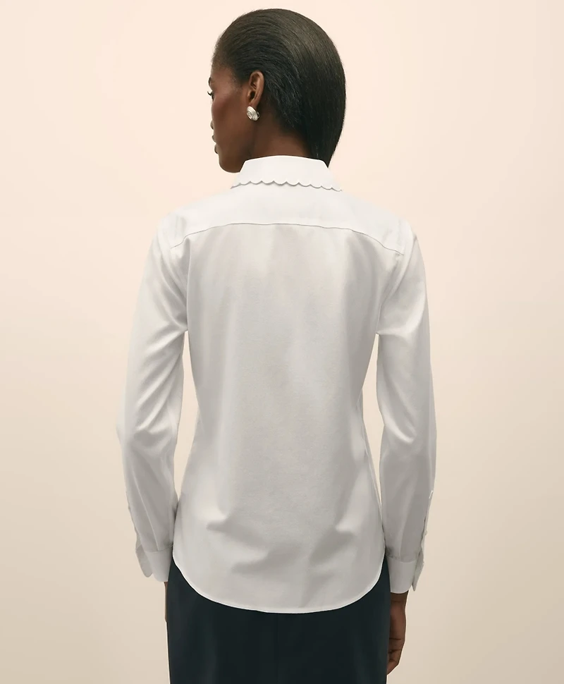 Fitted Non-Iron Supima<sup>®</sup> Cotton-Blend Scallop Detail Shirt