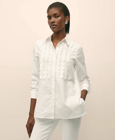 Relaxed Supima<sup>®</sup> Cotton-Blend Scallop Detail Shirt