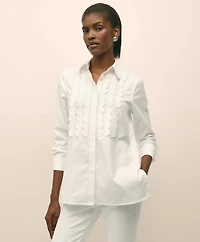 Relaxed Supima<sup>®</sup> Cotton-Blend Scallop Detail Shirt