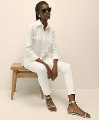 Relaxed Supima<sup>®</sup> Cotton-Blend Scallop Detail Shirt