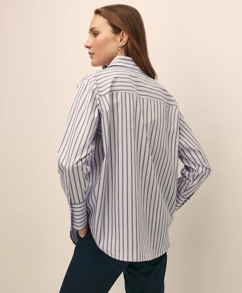 Relaxed Supima<sup>®</sup> Cotton Sateen Striped Shirt