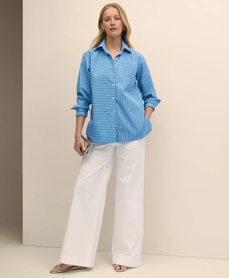 Relaxed Supima<sup>®</sup> Cotton Contrast-Stripe Shirt