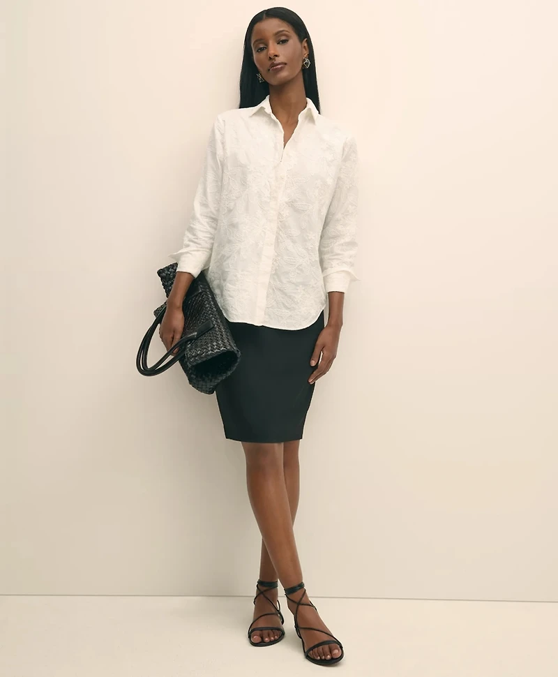 Relaxed Fit Cotton Voile Embroidered Shirt