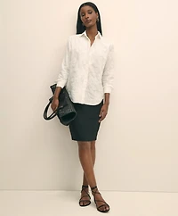 Relaxed Fit Cotton Voile Embroidered Shirt