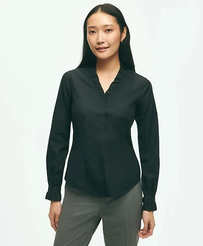 Fitted Non-Iron Stretch Supima<sup>®</sup> Cotton Ruffle Dress Shirt