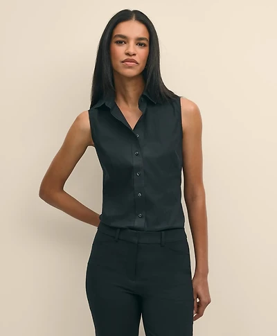 Fitted Non-Iron Stretch Supima<sup>®</sup> Cotton Sleeveless Dress Shirt