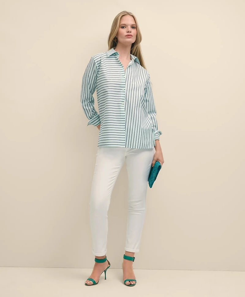 Relaxed Stretch Supima<sup>®</sup> Cotton Contrast Stripe Shirt
