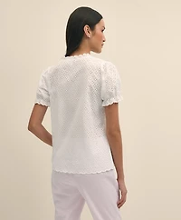 Cotton Eyelet Short-Sleeve Shirt