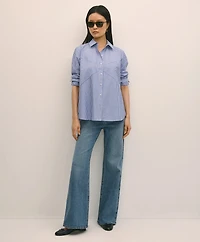 Cotton Poplin Contrast-Stripe Relaxed Shirt