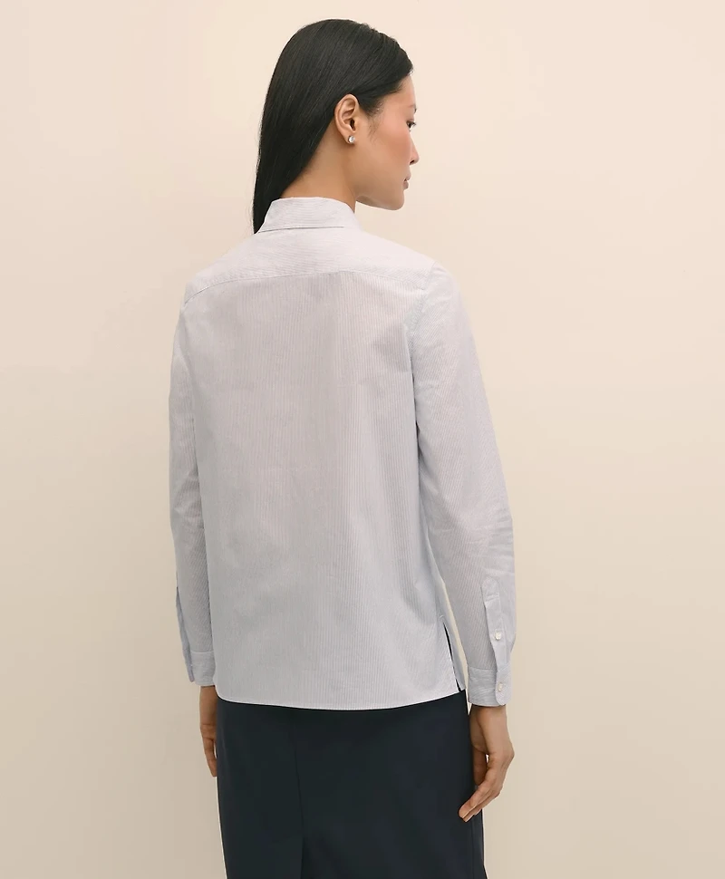 Cotton Poplin Pinstripe Embellished Shirt