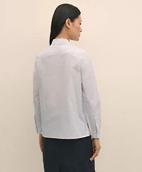 Cotton Poplin Pinstripe Embellished Shirt