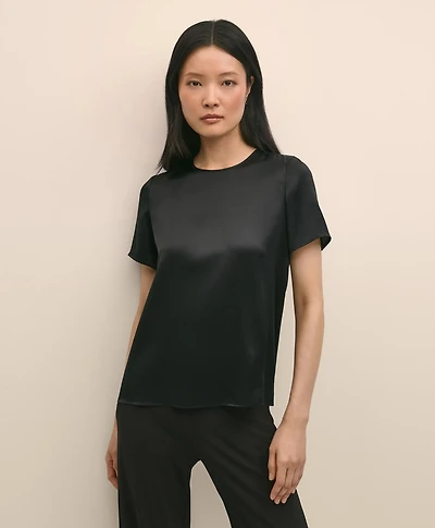 Short-Sleeve Top Washable Silk Charmeuse