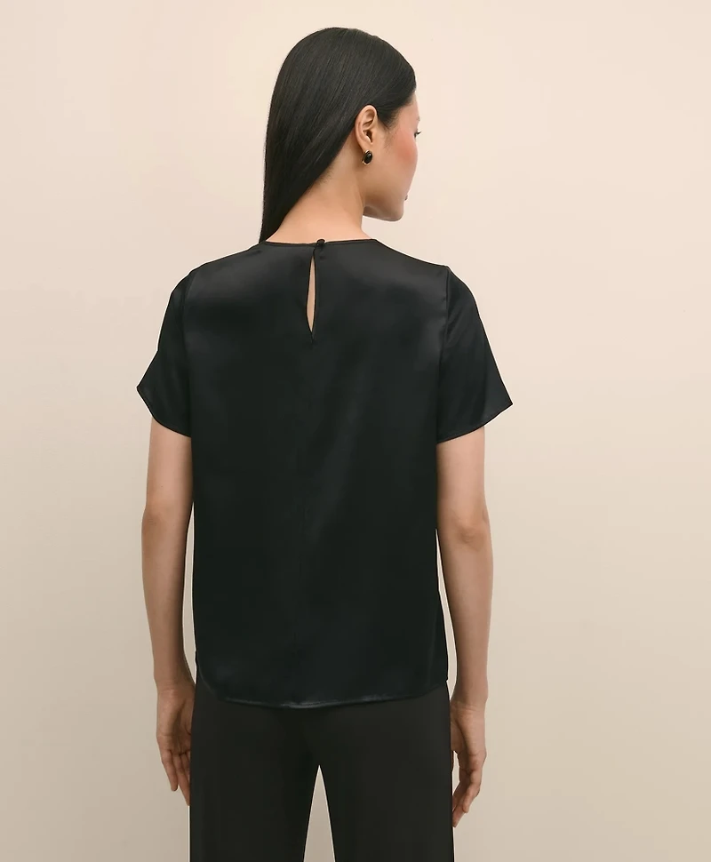 Short-Sleeve Top Washable Silk Charmeuse