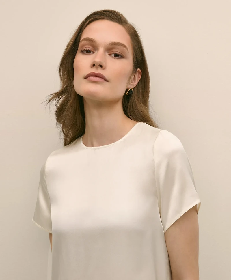 Short-Sleeve Top Washable Silk Charmeuse