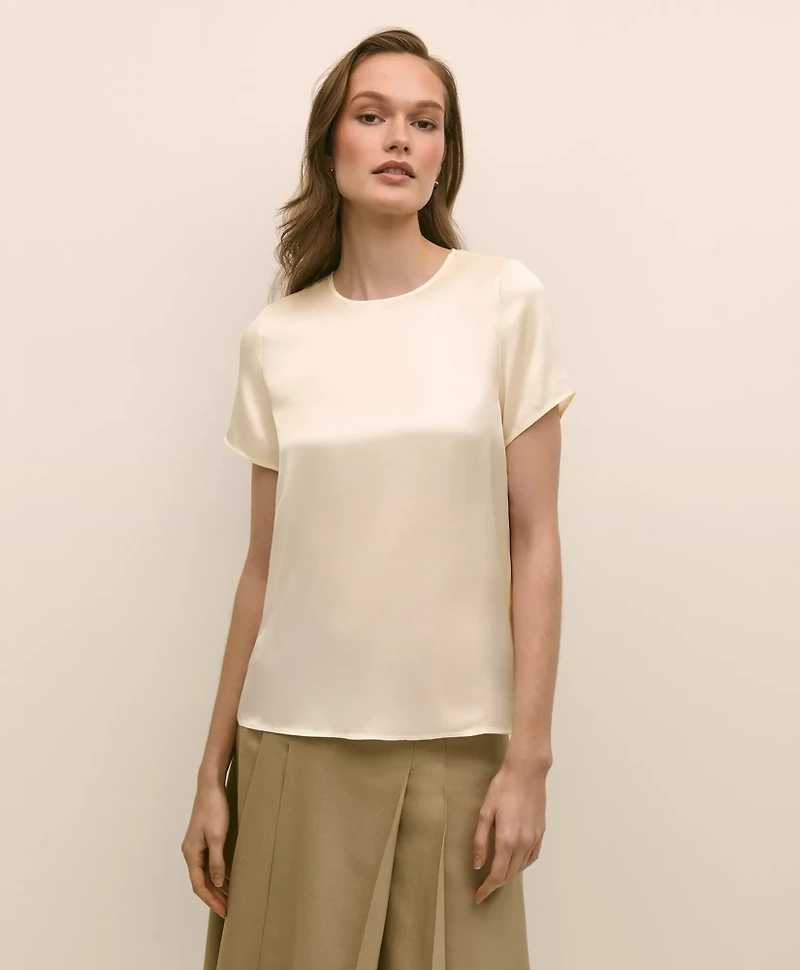 Short-Sleeve Top Washable Silk Charmeuse