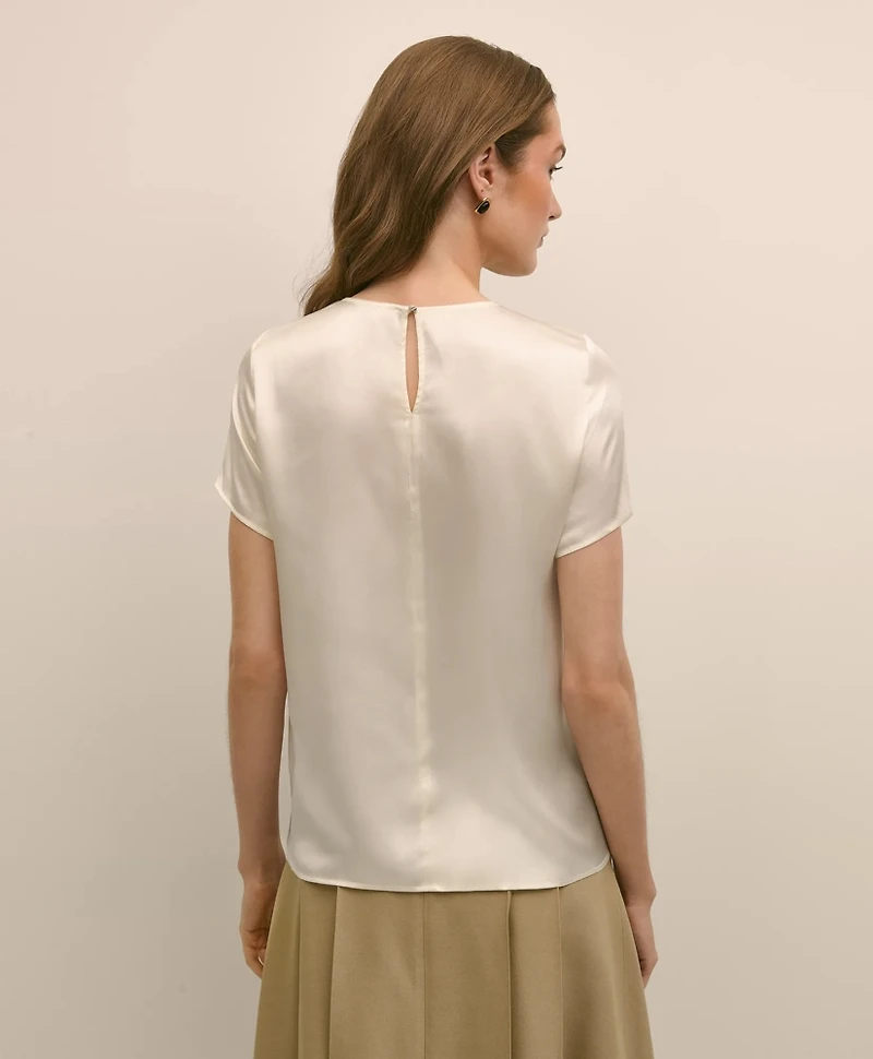Short-Sleeve Top Washable Silk Charmeuse